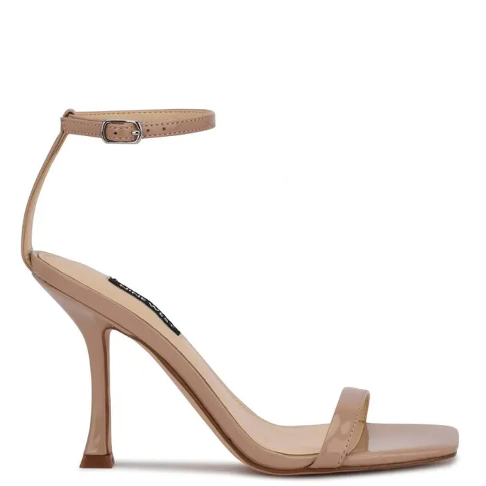 Yess Ankle Strap Sandals Antique Taupe Patent Women Nine West Heels
