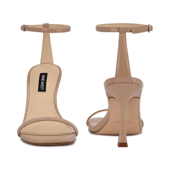 Yess Ankle Strap Sandals Antique Taupe Patent Women Nine West Heels Yess Ankle Strap Sandals Antique Taupe Patent Women Nine West Heels
