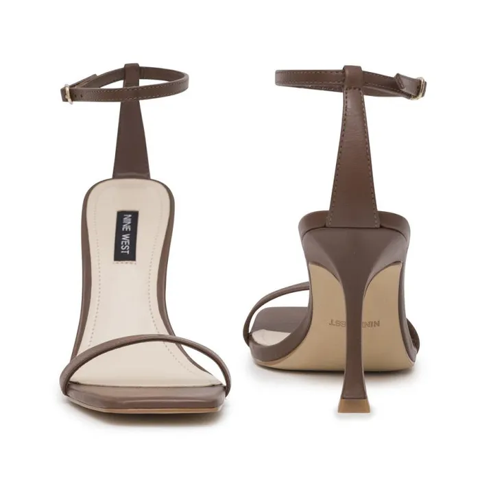 Yess Ankle Strap Sandals Brown Leather Women Nine West Heels Yess Ankle Strap Sandals Brown Leather Women Nine West Heels