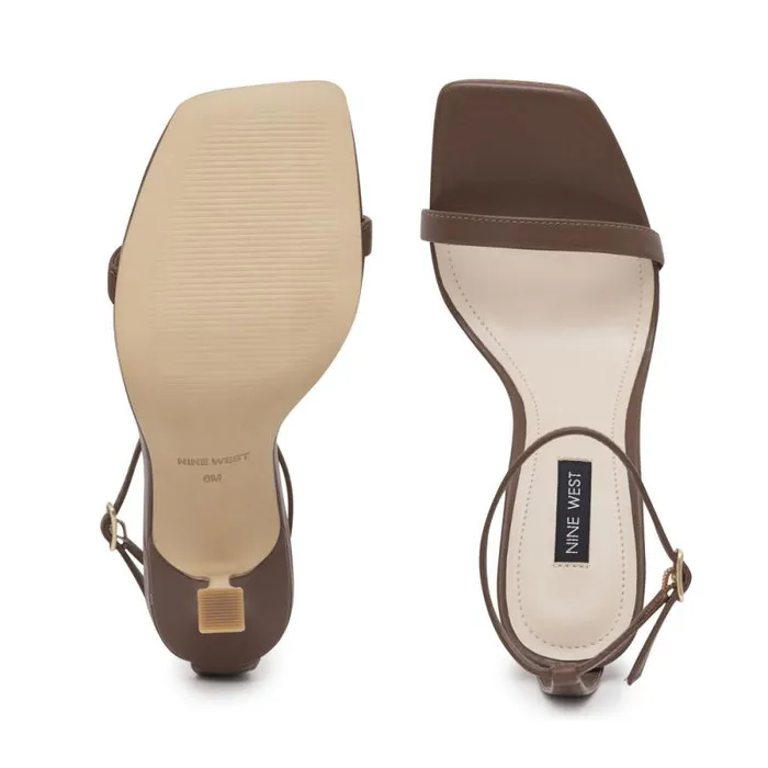 Yess Ankle Strap Sandals Brown Leather Women Nine West Heels Yess Ankle Strap Sandals Brown Leather Women Nine West Heels