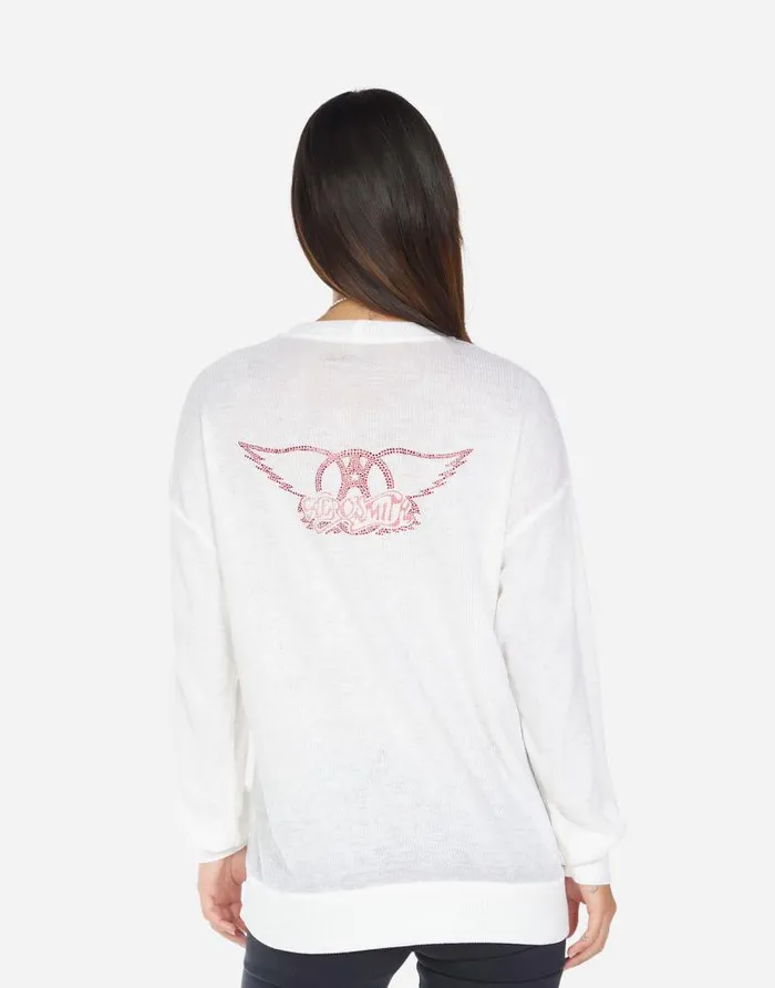 Zeta Vintage Aerosmith Milk Burnout Women Lauren Moshi Long Sleeve
